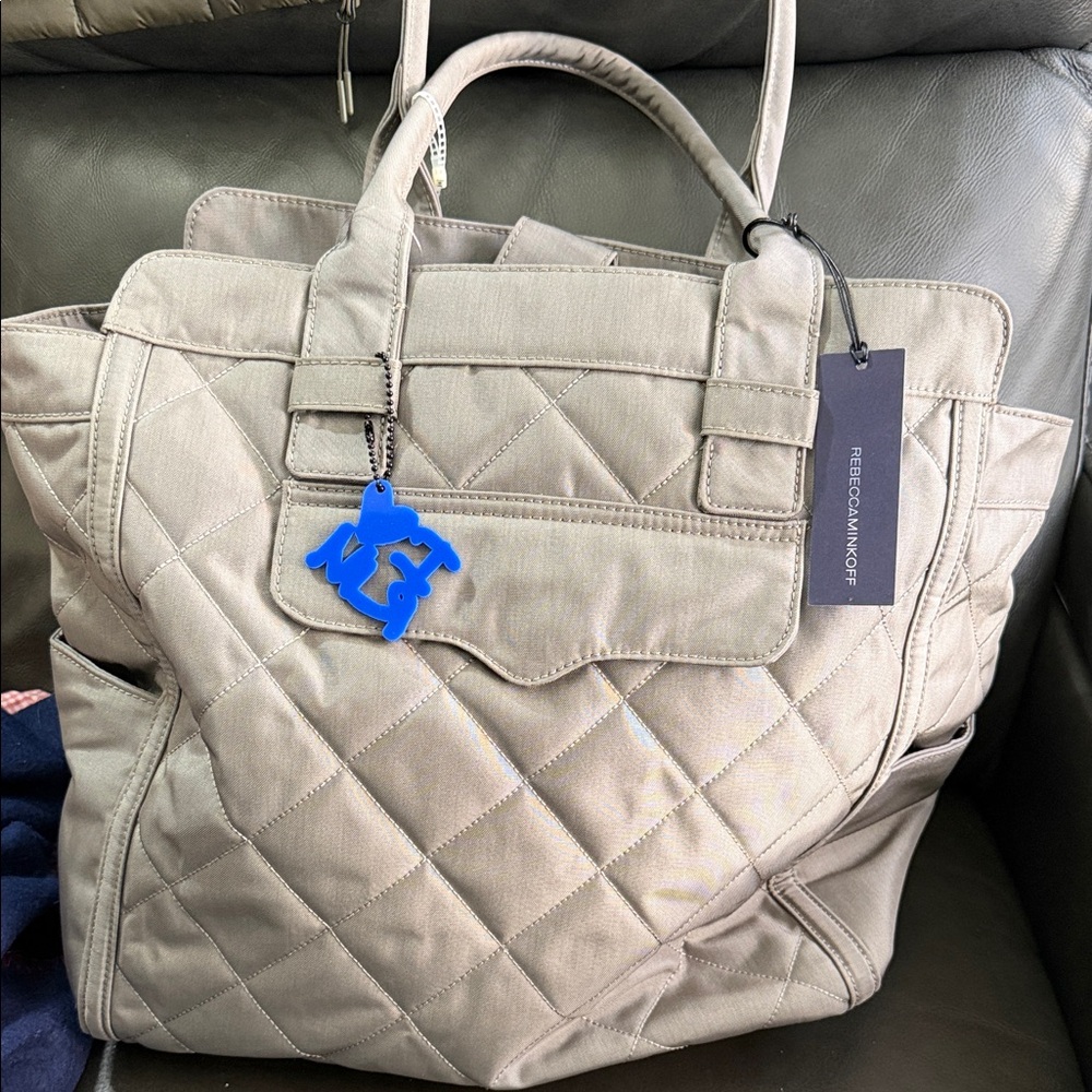 NWT Rebecca Minkoff Quilted Tote in gray  can be used as diaper bag